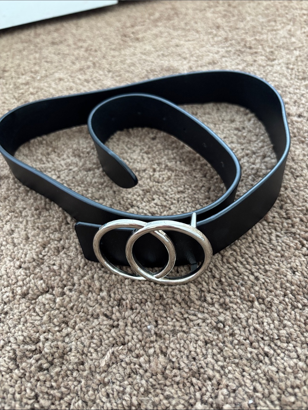 Black Belt with Double Ring Silver Buckle